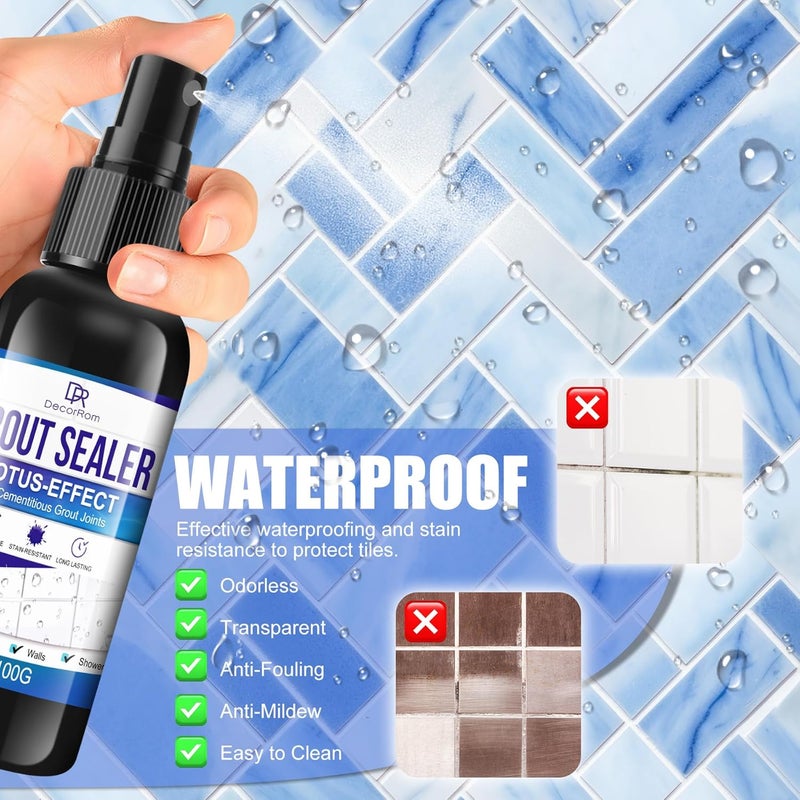 DecorRom Grout Sealer, Waterproof Tile Sealer for Shower Tile, Floor, Kitchen - 2-in-1 Spraying & Squeezing Application - Clear Fast Dry Stain Resistant Grout Sealant for Bathroom, Shower, Marble - Image 3